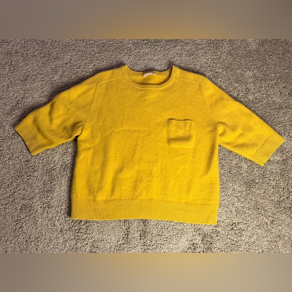 Chloe Sunflower Yellow Crew Neck Cashmere Sweater